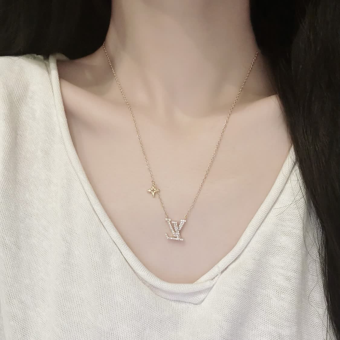 Louis Vuitton Gold & Silver Letter Necklaces Set